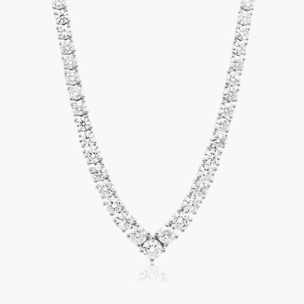 14K Rose Gold Chevron Lab-Created Diamond Tennis Necklace