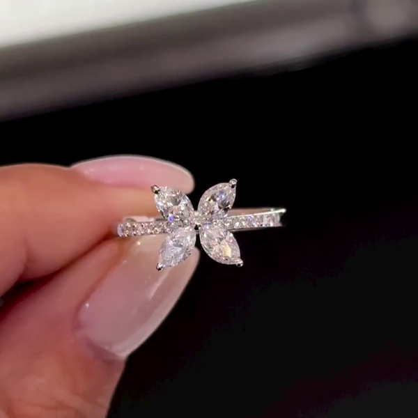 2.10tcw Marquise Lab-Grown Diamond Flower Style Engagement Ring, EF Color, VS Clarity