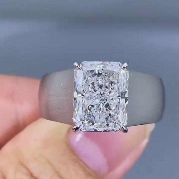 4.00ct Radiant Lab-Grown Diamond Men's Engagement Ring, EF Color, VS Clarity, IGI Certified