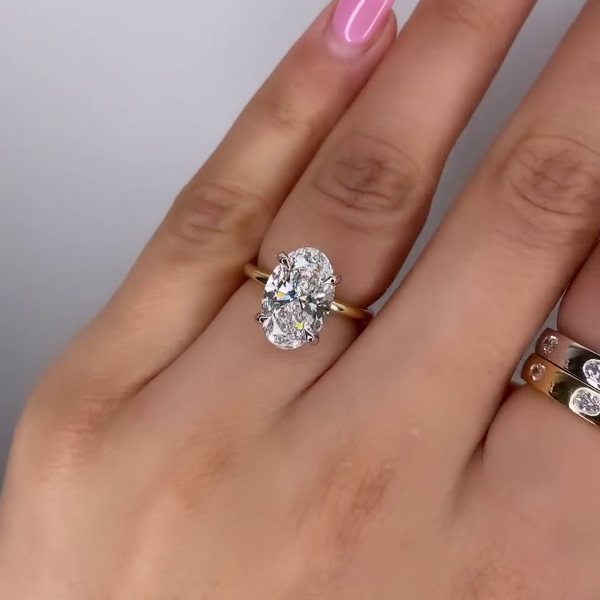 2.10tcw Oval Lab-Grown Diamond Hidden Halo Engagement Ring, EF Color, VS Clarity, IGI Certified