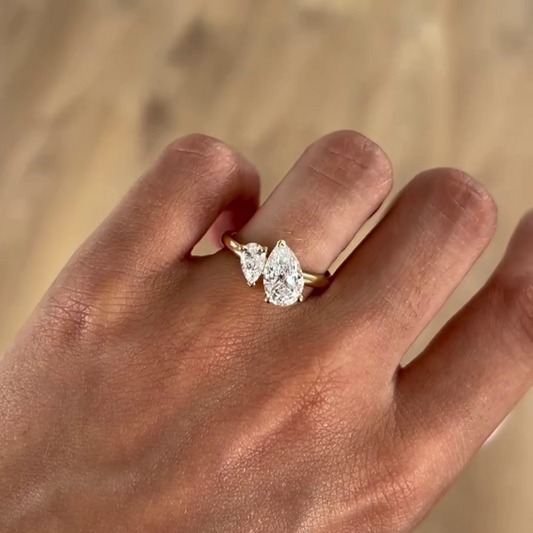 3.00tcw Double Pear Lab-Grown Diamond Toi Et Moi Engagement Ring, EF Color, VS Clarity, IGI Certified